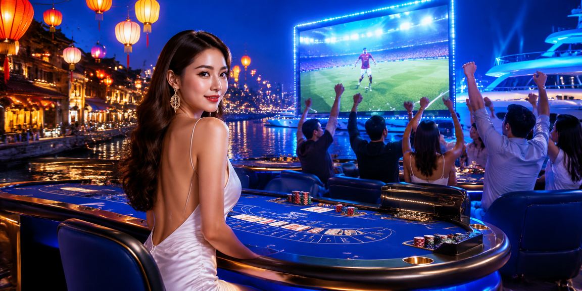 Bàn chơi Baccarat ban đêm tại khu chợ đêm Huế với không khí sôi động