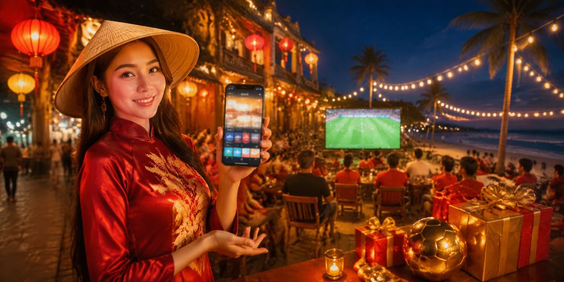 Khung cảnh chợ đêm Huế với người dùng xem kết quả cá cược bóng đá trên điện thoại