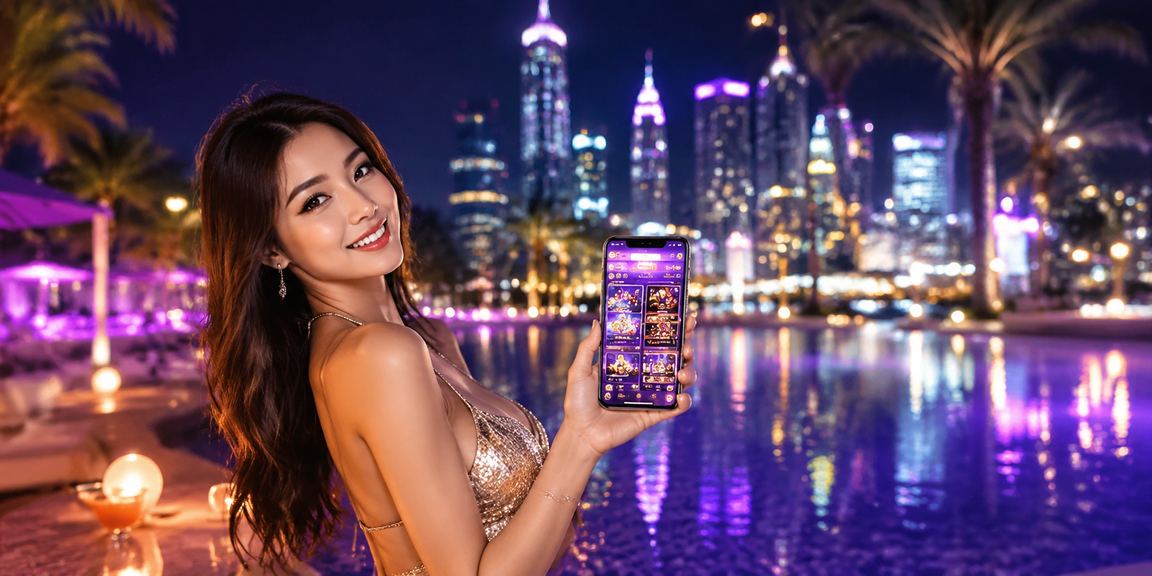 Không gian giải trí casino neon về đêm tại Nha Trang với ứng dụng di động